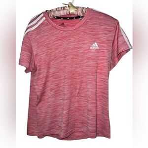 Adidas Heathered Pink Tee with White Stripes